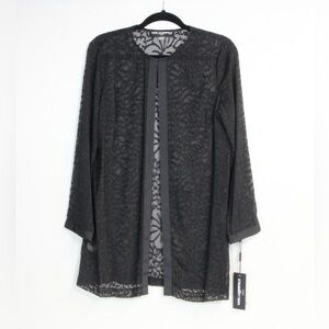Karl Lagerfeld Lightweight Black Lace Open Front Long Sleeve Cardigan Shawl NWT